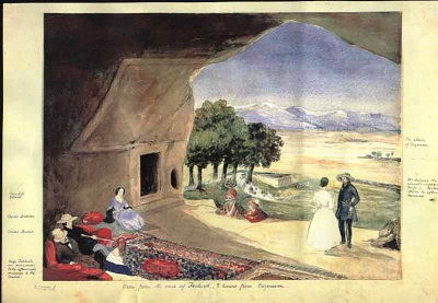 View from the cave of Ferhad, "2 hours from" Erzerum, Turkey, ca. 1846